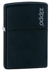 Zippo Lighter - Black Matte With Logo - 218ZL