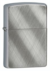 Zippo Lighter - Diagonal Weave Brushed Chrome - 28182