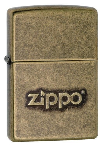 Zippo Lighter - Classic w/ Logo Antique Brass - 28994