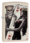 Zippo Lighter - Skull King Queen Beauty Cream Matte - 29393