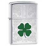 Zippo Lighter - Lucky Clovers  HP Chrome - 851296