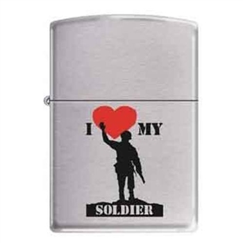 Zippo Lighter - I Love My Soldier Brush Chrome - 851691