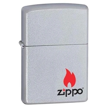 Zippo Lighter - Logo with Flame Satin Chrome - 852223