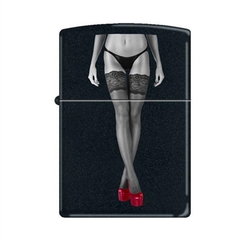 Zippo Lighter - Red Shoes Legs Crossed Black Matte - 853384