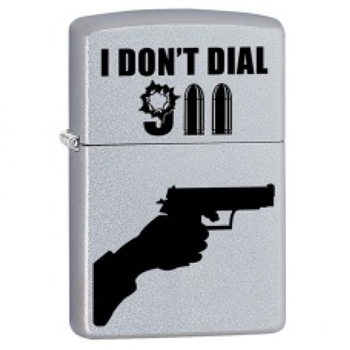 Zippo Lighter - I Don't Dial 911 Satin Chrome - 853414
