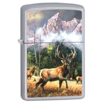 Zippo Lighter - Elk Call to Challenge Satin Chrome - 853424