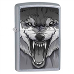 Zippo Lighter - Snarling Wolf Satin Chrome - 853445