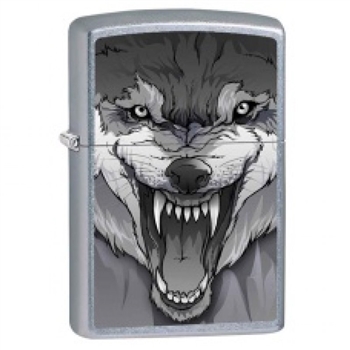 Zippo Lighter - Snarling Wolf Satin Chrome - 853445