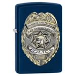 Zippo Lighter - Police Badge Navy Blue Matte - 853446