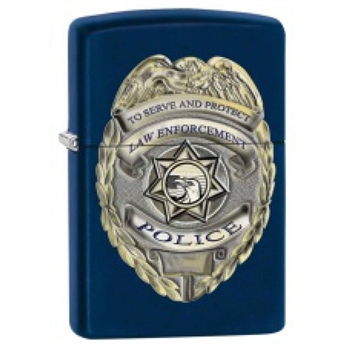 Zippo Lighter - Police Badge Navy Blue Matte - 853446