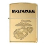 Zippo Lighter - Marines The Few The Proud High Polish Brass - 853457