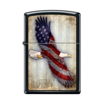 Zippo Lighter - USA Soaring Eagle Black Matte - 853671