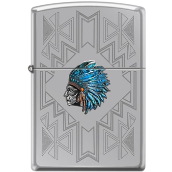 Zippo Lighter - Indian Headdress High Polish Chrome - 853891