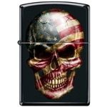 Zippo Lighter - Skull With Flag Black Matte - 853922