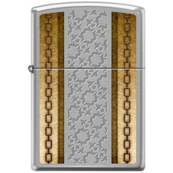 Zippo Lighter - Chains W/Deep Etching Brushed Chrome - 853932