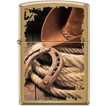 Zippo Lighter - Hat Horseshoe Rope Brushed Brass - 853935