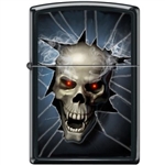 Zippo Lighter - Skull Broken Glass Black Matte - 853941