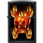 Zippo Lighter - Skull Flaming Wrenched Black Matte - 853943