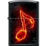 Zippo Lighter - Flaming Music Note Black Matte - 853945