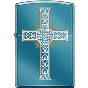 Zippo Lighter - Jewelry Heart & Cross Sapphire - 854037