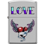 Zippo Lighter - Tattoo Heart Satin Chrome - 854040