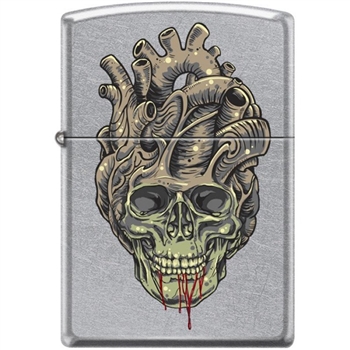 Zippo Lighter - Tattoo Skull Heart Street Chrome - 854043