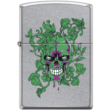 Zippo Lighter - Peeking/Laughing Skull Street Chrome - 854044