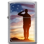 Zippo Lighter - Saluting Solider Street Chrome - 854047