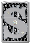 Zippo Lighter - Money w/Swarovski Crystals High Polish Chrome - 854055