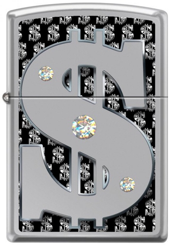 Zippo Lighter - Money w/Swarovski Crystals High Polish Chrome - 854055