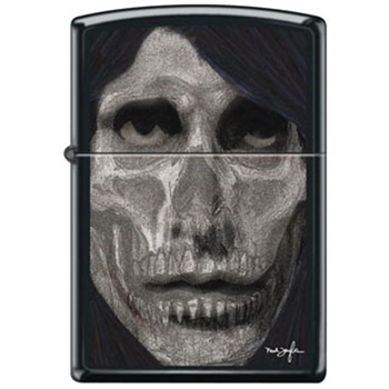 Zippo Lighter - Neal Taylor Skull Face Black Matte - 854226