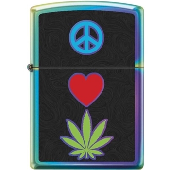 Zippo Lighter - Peace Pot Leaf Spectrum Finish - 854434