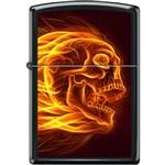 Zippo Lighter - Flaming Skull Black Matte - 854470
