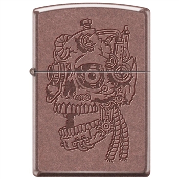 Zippo Lighter - Steampunk Etched Skull Antique Copper - 854628