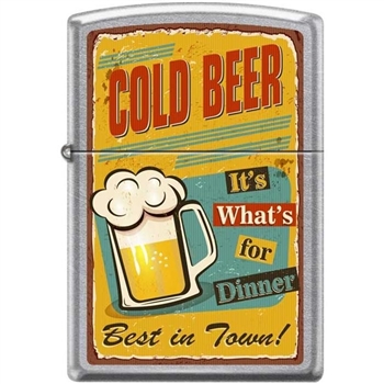 Zippo Lighter - Cold Beer for Dinner Street Chrome - 854719