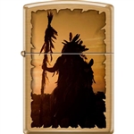 Zippo Lighter - Indian Silhouette Brushed Brass - 854729