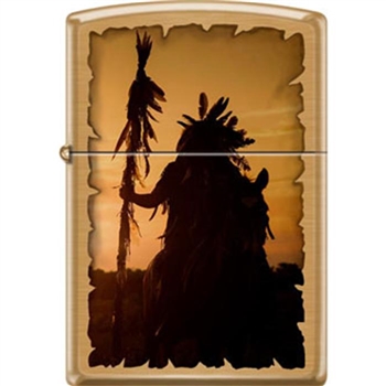 Zippo Lighter - Indian Silhouette Brushed Brass - 854729