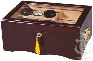 Humidor - El Rey Medium Glass Top Mahogany - HUM-150G