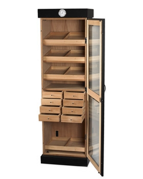 Humidor - Commercial Cigar Tower II Black Oak - HUM-2000BLK