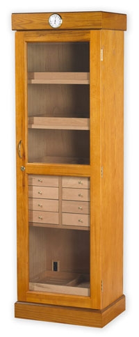 Humidor - Commercial Tower Oak With Drawers - HUM-2000D