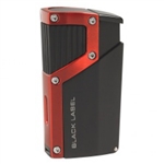 Black Label Czar Quad Torch Cigar Lighter Black Matte/Red