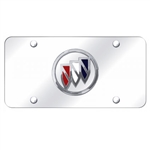 Buick Tri-Color Fill Chrome Logo on Mirrored License Plate