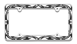 Chrome Tribal Style License Plate Frame