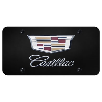 Cadillac Dual Logo Chrome on Black License Plate