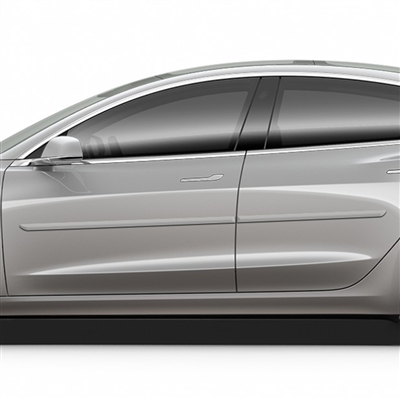 Tesla 3 Painted Body Side Moldings, 2017, 2018, 2019, 2020, 2021, 2022, 2023