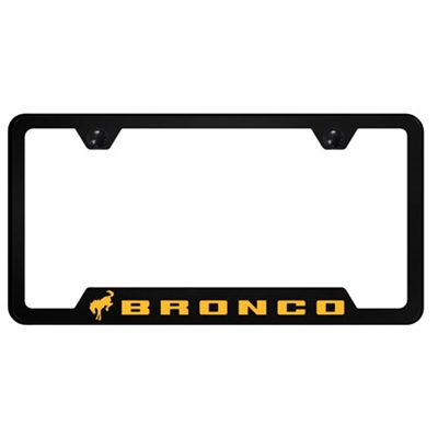 Bronco Logo Laser Etched Black License Plate Frame