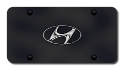 Hyundai Logo License Plate - Black and Chrome