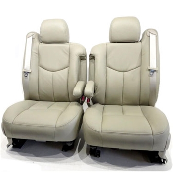 GMC Sierra Regular Cab Katzkin Leather Seat Upholstery (3 passenger front seat with two piece center armrest), 2003, 2004, 2005, 2006