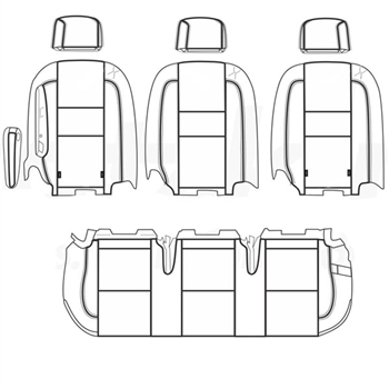 Ford Transit Wagon XLT Katzkin Leather Seat Upholstery (2nd row solid bench for 3 passengers, with arm), 2015, 2016, 2017, 2018, 2019, 2020, 2021, 2022