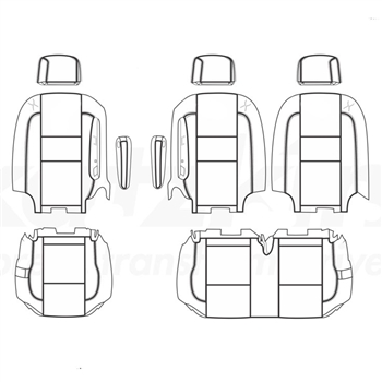 Ford Transit Wagon XLT Katzkin Leather Seat Upholstery (4th row split bench, with 2 arms), 2015, 2016, 2017, 2018, 2019, 2020, 2021, 2022